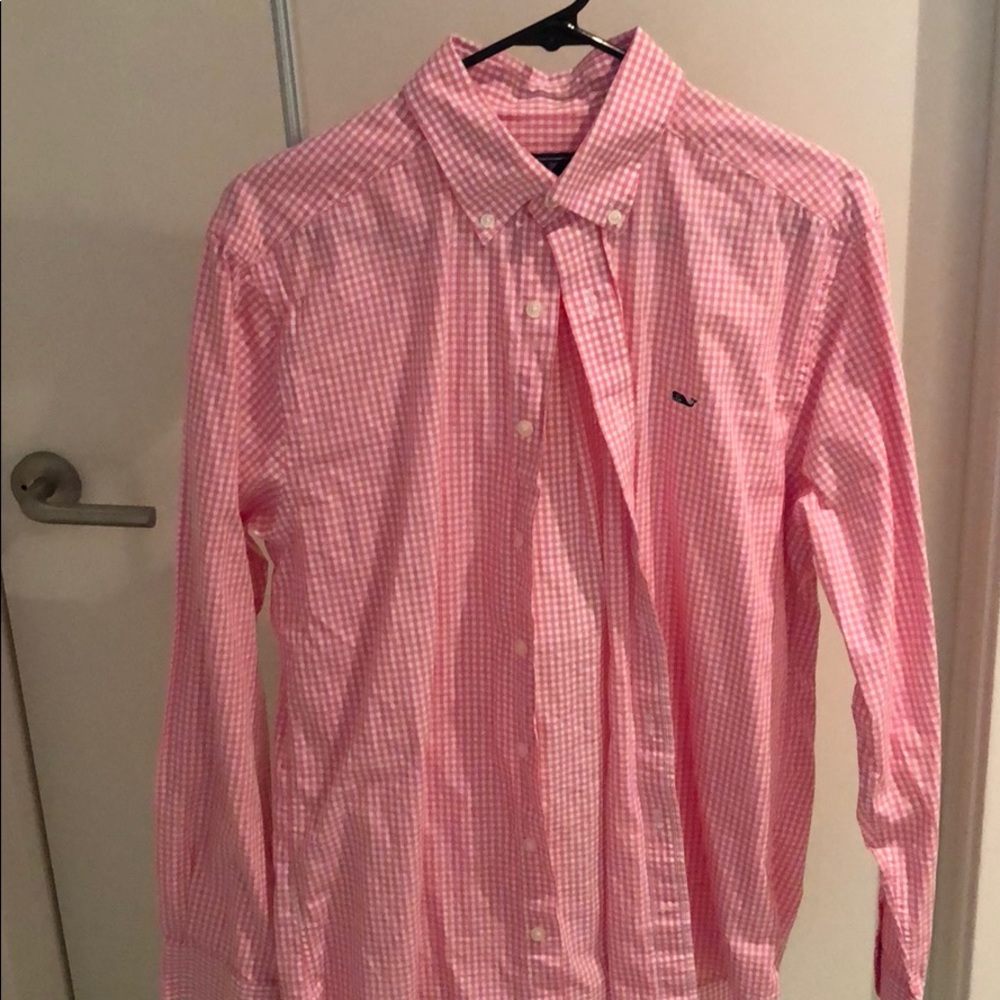 Vineyard Vines Gingham Pink Casual Dress Shirt